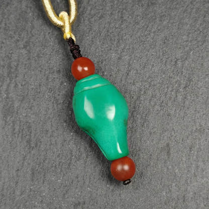 Shankha Amulet,Turquoise Conch Shell Pendant,25 - Tibetan Buddhist amulet, close-up detail