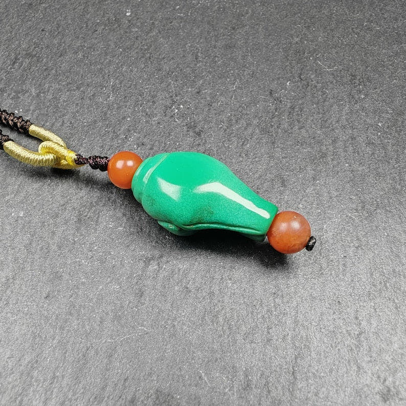 Shankha Amulet,Turquoise Conch Shell Pendant,25 - Tibetan Buddhist amulet, view 7