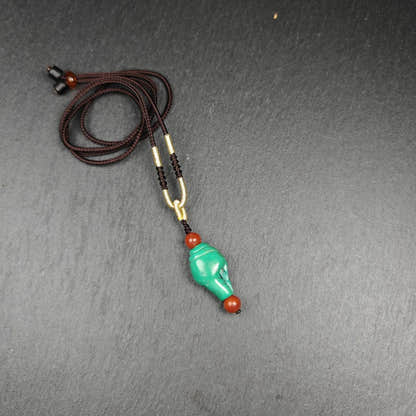Shankha Amulet,Turquoise Conch Shell Pendant,25 - Tibetan Buddhist amulet, front view