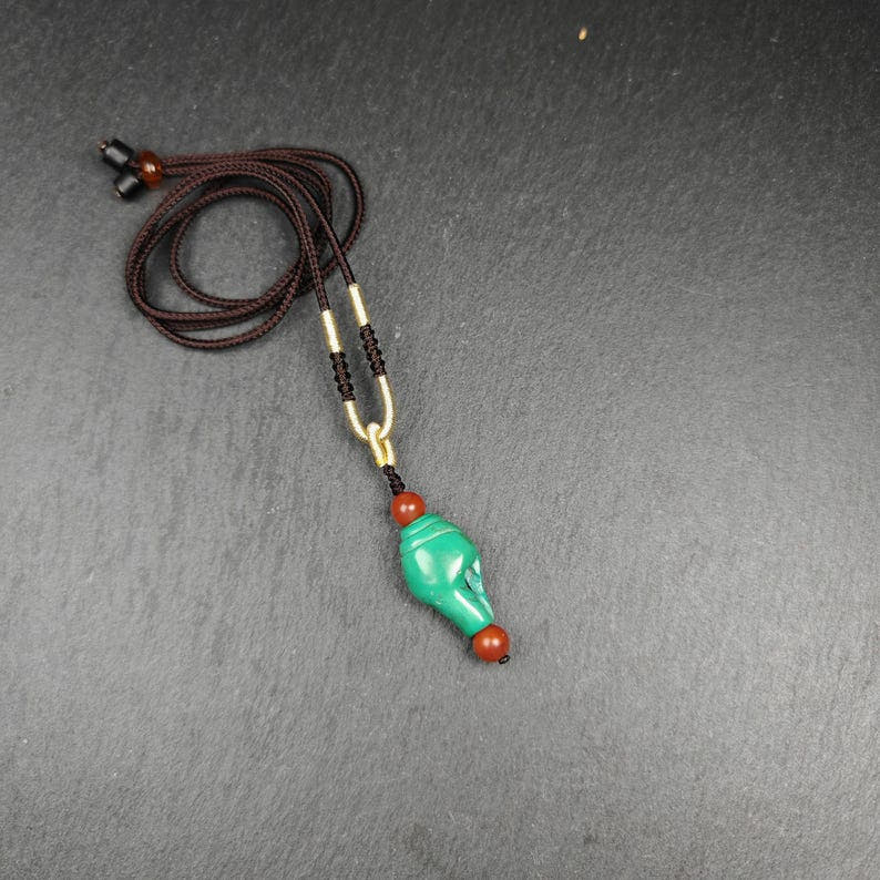 Shankha Amulet,Turquoise Conch Shell Pendant,25 - Tibetan Buddhist amulet, front view