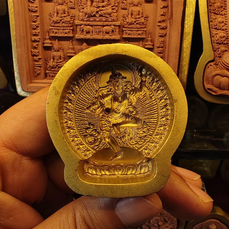 Machik Labdron Tsa Tsa Mold - Tibetan tsa tsa mold, detailed view