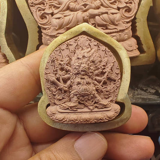 The 3-faced Hayagriva Tsa Tsa Mold - Tibetan tsa tsa mold, front view