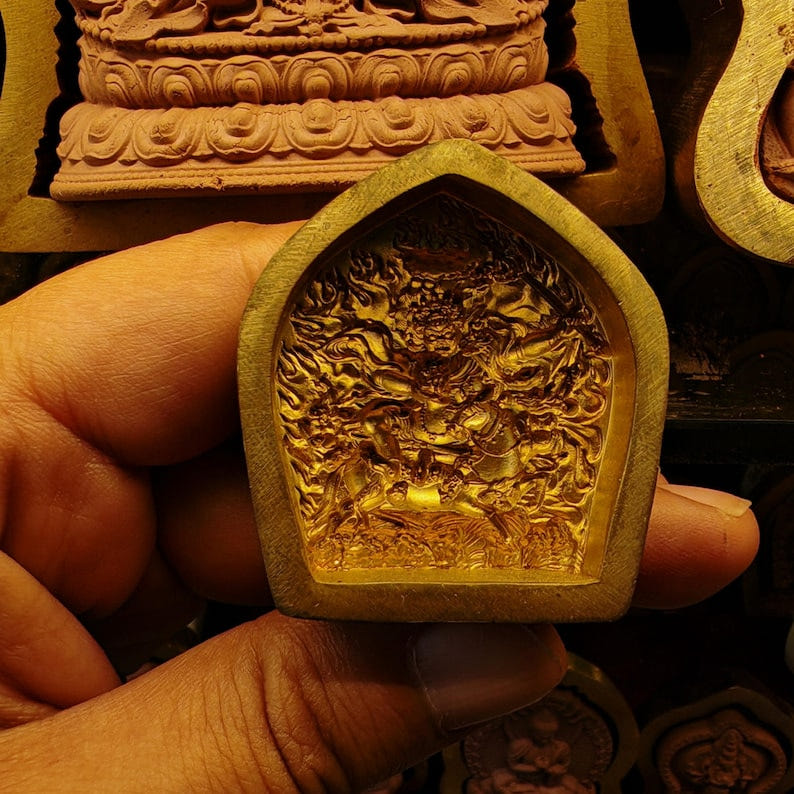 Palden Lhamo,Magzor Gyalmo Tsa Tsa Mold - Tibetan tsa tsa mold, detailed view