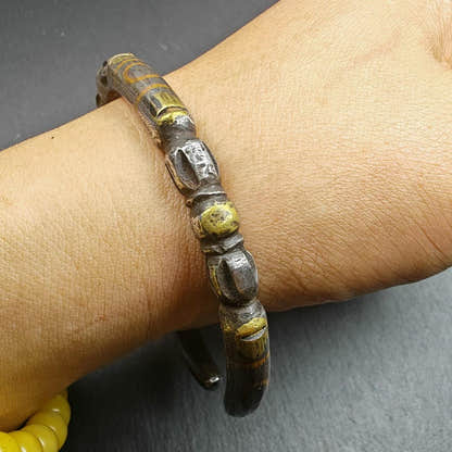 Tibetan Vajra Bangle,Cold Iron Cuff Bracelet - Tibetan Buddhist vajra, view 5