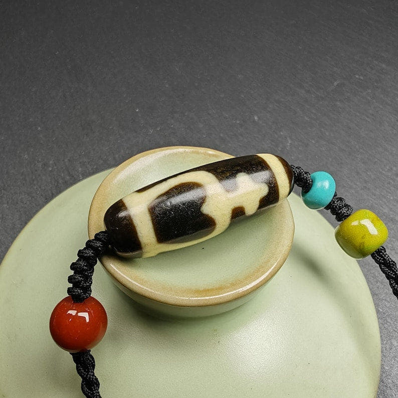 Tibetan Longevity Treasure Vase Dzi Bead Necklace,28*11 mm - Tibetan Buddhist bead necklace, view 6