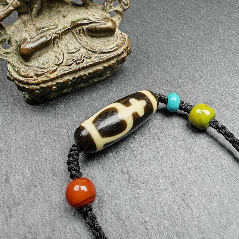 Tibetan Longevity Treasure Vase Dzi Bead Necklace,28*11 mm - Tibetan Buddhist bead necklace, view 4