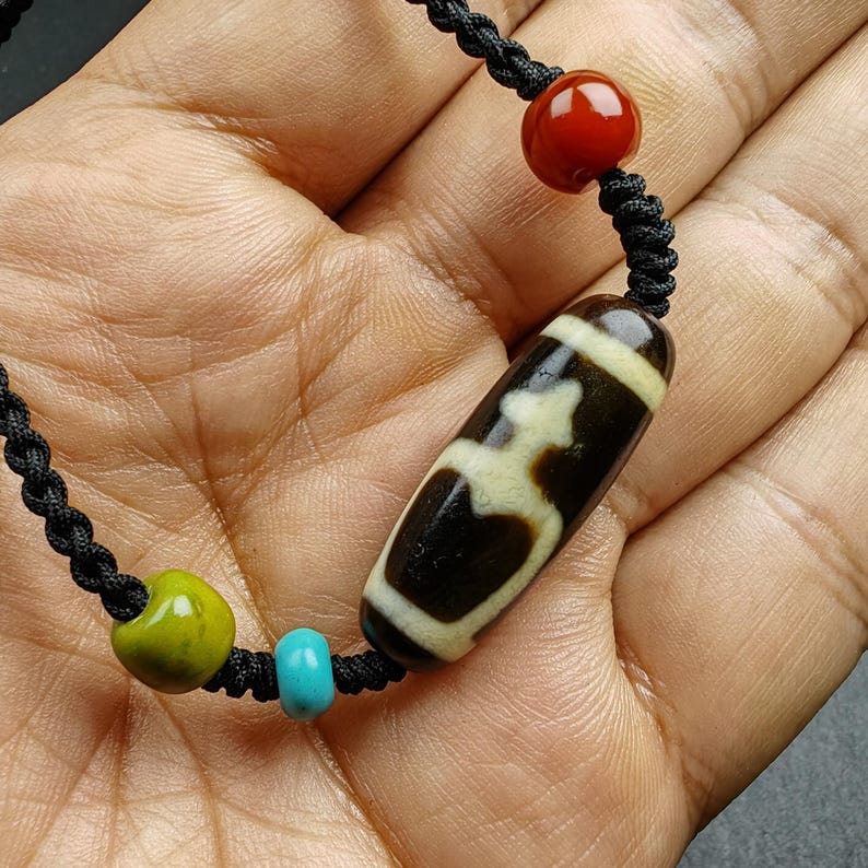 Tibetan Longevity Treasure Vase Dzi Bead Necklace,28*11 mm - Tibetan Buddhist bead necklace, view 7