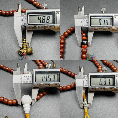 Tibetan 8mm 108 Rudraksha Mala Necklace - Tibetan Buddhist mala beads, size reference