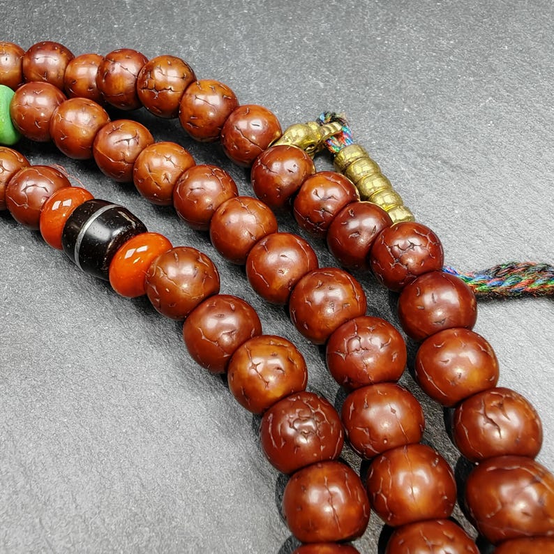 Tibetan 8mm 108 Rudraksha Mala Necklace - Tibetan Buddhist mala beads, view 7