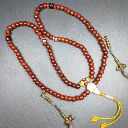 Tibetan 8mm 108 Rudraksha Mala Necklace - Tibetan Buddhist mala beads, view 8