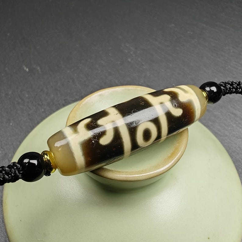 Tibetan Guru Rinpoche Three Realms Dzi Bead Amulet,38 - Tibetan dzi bead, view 5