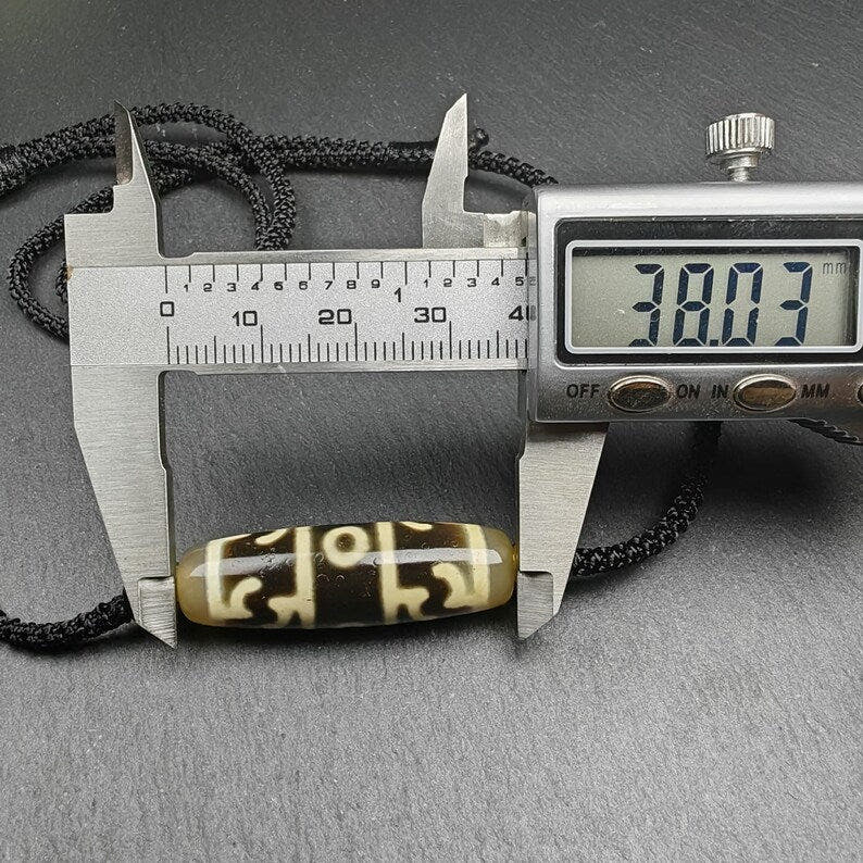 Tibetan Guru Rinpoche Three Realms Dzi Bead Amulet,38 - Tibetan dzi bead, view 9