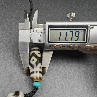 Vajra 3 Eyes Dzi Bead Necklace 36*12mm - Tibetan Buddhist bead necklace, view 9