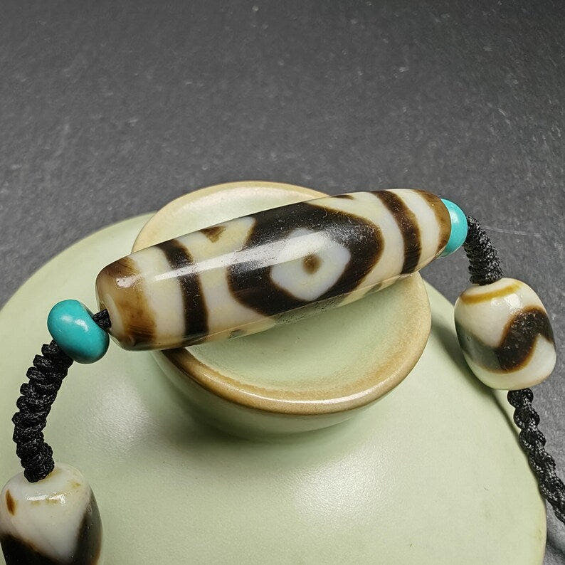 Vajra 3 Eyes Dzi Bead Necklace 36*12mm - Tibetan Buddhist bead necklace, view 6
