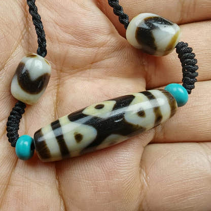 Vajra 3 Eyes Dzi Bead Necklace 36*12mm - Tibetan Buddhist bead necklace, view 7