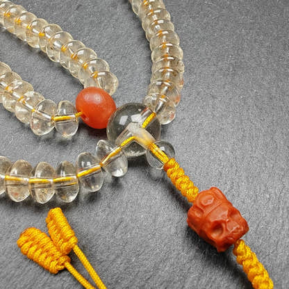 Old Tibetan Crystal Necklace Mala,Disk Type Prayer Beads - Tibetan Buddhist mala beads, view 5