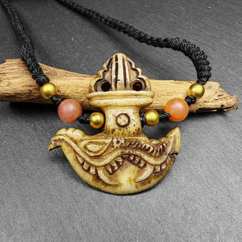 Tibetan Kapala Amulet - Tibetan Buddhist amulet, close-up detail