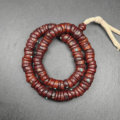 Old 108 Bodhi Seed Beads Mala,Hand Hold 16mm Prayer Beads - Tibetan Buddhist mala beads, detailed view