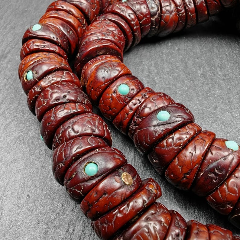 Old 108 Bodhi Seed Beads Mala,Hand Hold 16mm Prayer Beads - Tibetan Buddhist mala beads, view 6