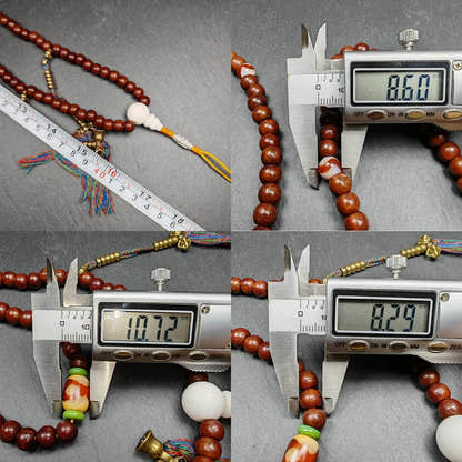 Tibetan 8mm 108 Rudraksha Mala Necklace - Tibetan Buddhist mala beads, view 9