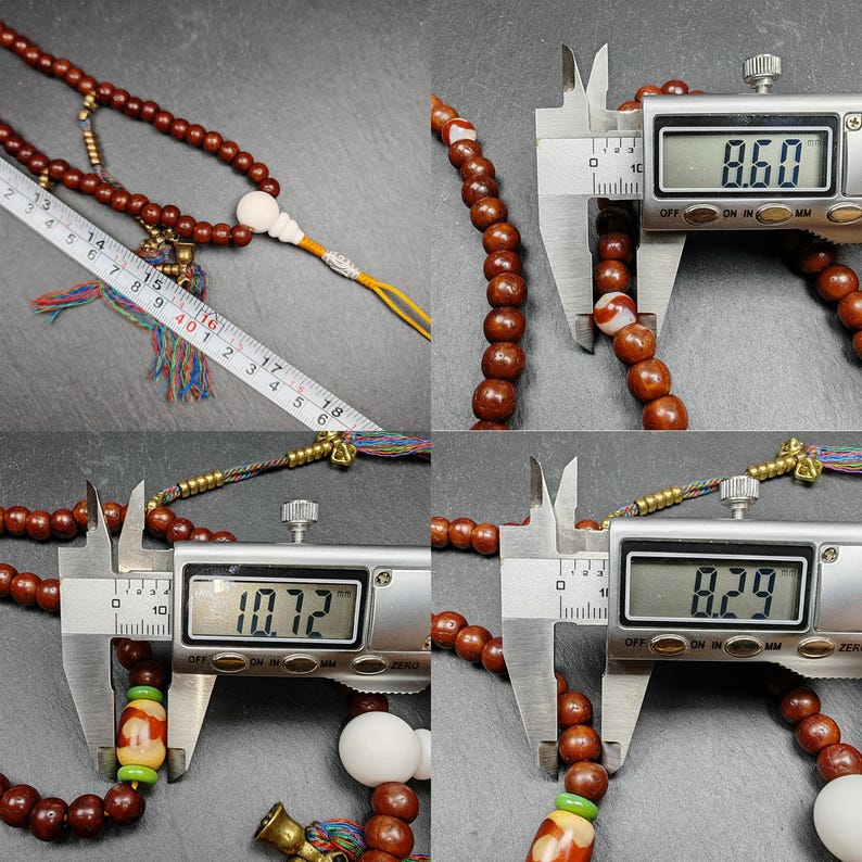 Tibetan 8mm 108 Rudraksha Mala Necklace - Tibetan Buddhist mala beads, view 9