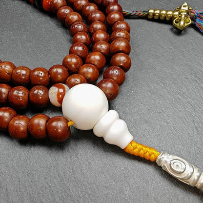 Tibetan 8mm 108 Rudraksha Mala Necklace - Tibetan Buddhist mala beads, view 4