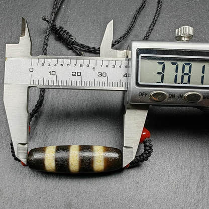 Stripe Dzi Bead Amulet - Tibetan dzi bead, view 8