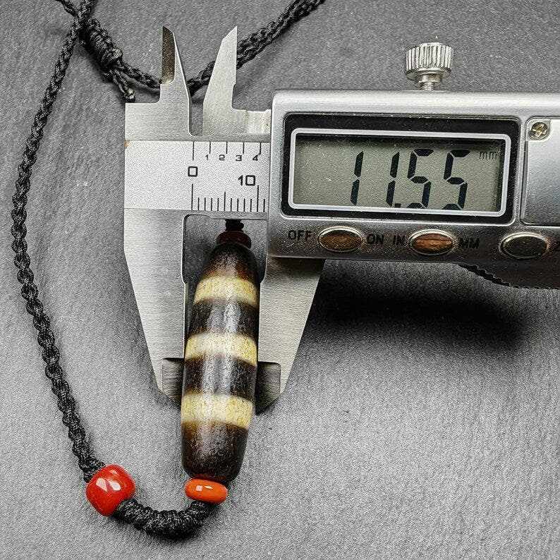 Stripe Dzi Bead Amulet - Tibetan dzi bead, view 9