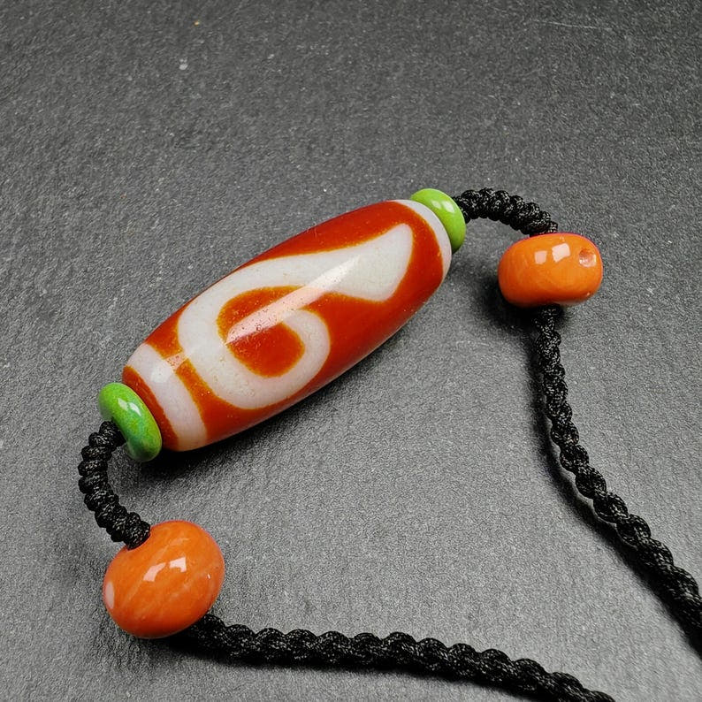 Dzi Necklace - Tibetan Buddhist bead necklace, view 4