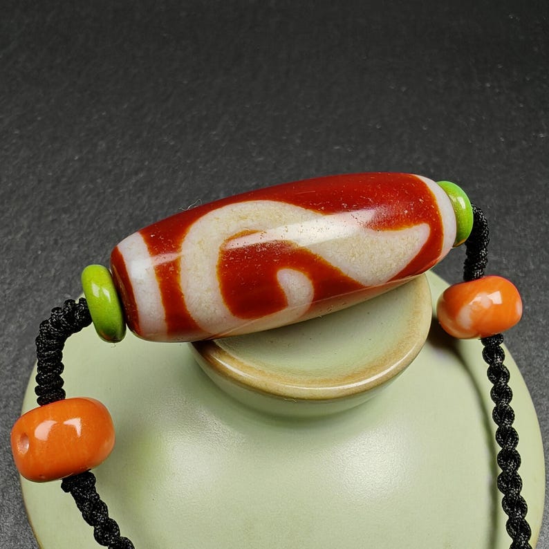 Dzi Necklace - Tibetan Buddhist bead necklace, view 7