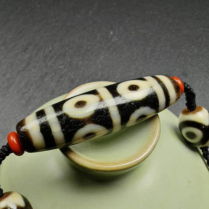 8 Eyes Dzi + Mandala 3 eyes Dzi Beads Amulet - Tibetan dzi bead, view 6