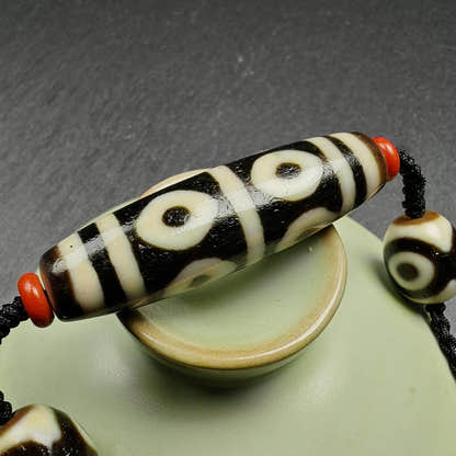 8 Eyes Dzi + Mandala 3 eyes Dzi Beads Amulet - Tibetan dzi bead, view 5