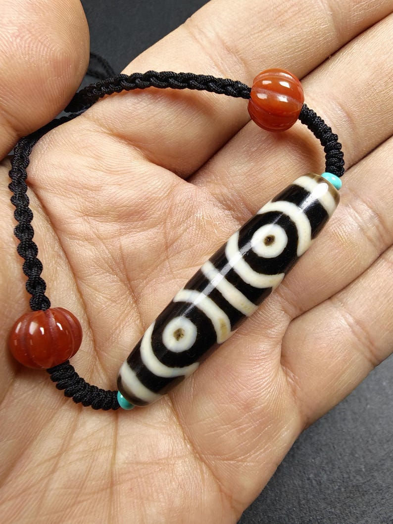 Mandala 6-Eyes Dzi Necklace - Tibetan Buddhist bead necklace, view 5