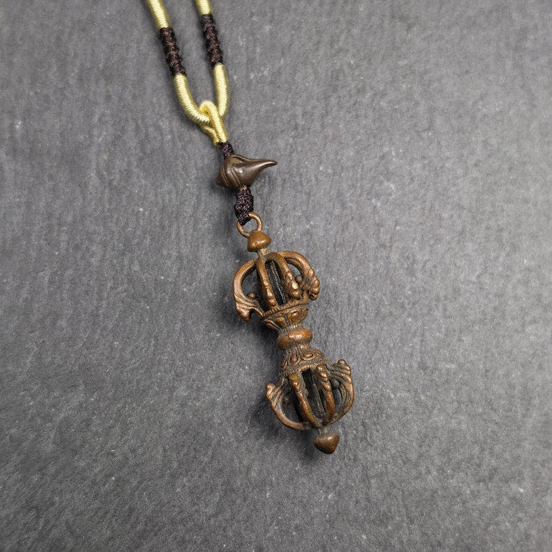 Tibetan Vajra Amulet - Protective Charm - 47 - Tibetan Buddhist amulet, front view
