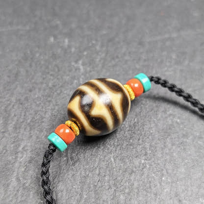 Tiger Tooth Dzi Bead Collarbone Pendant Necklace - Tibetan Buddhist bead necklace, view 5