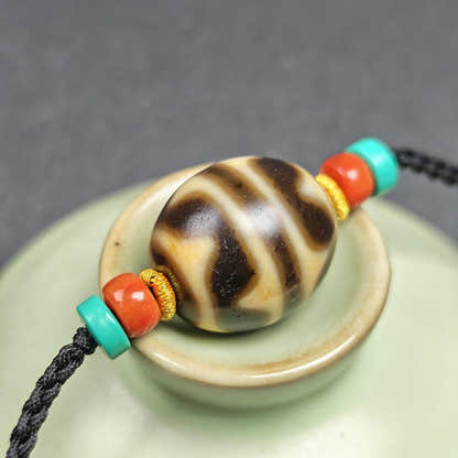 Tiger Tooth Dzi Bead Collarbone Pendant Necklace - Tibetan Buddhist bead necklace, view 12