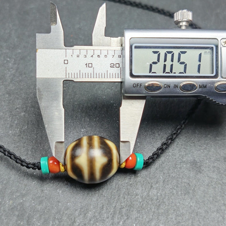 Tiger Tooth Dzi Bead Collarbone Pendant Necklace - Tibetan Buddhist bead necklace, view 14