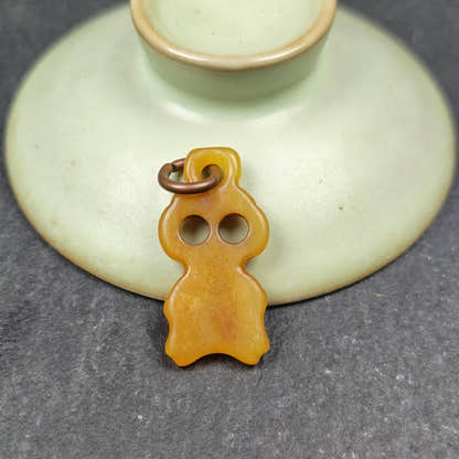 Skull Pendant - Yak Bone Carved Tibetan Amulet - 30 - Tibetan Buddhist amulet, view 8
