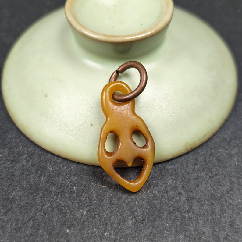 Ghost Skull Pendant - Yak Bone Carved Tibetan Amulet - 30 - Tibetan Buddhist amulet, view 4