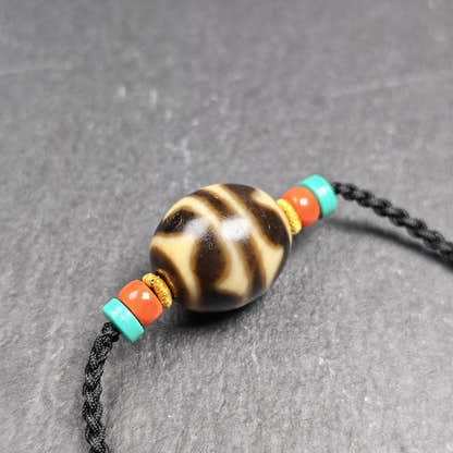 Tiger Tooth Dzi Bead Collarbone Pendant Necklace - Tibetan Buddhist bead necklace, view 6