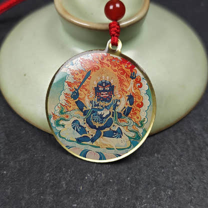 Chakrasamvara + Mahakala Amulet Double Sided 34mm - Tibetan Buddhist amulet, view 6
