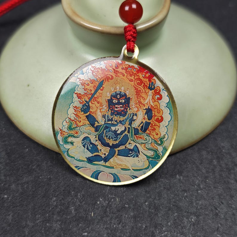 Chakrasamvara + Mahakala Amulet Double Sided 34mm - Tibetan Buddhist amulet, view 6