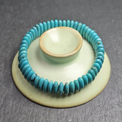 Turquoise Bracelet - Old Tibetan Wrist Mala - Tibetan Buddhist mala beads, close-up detail