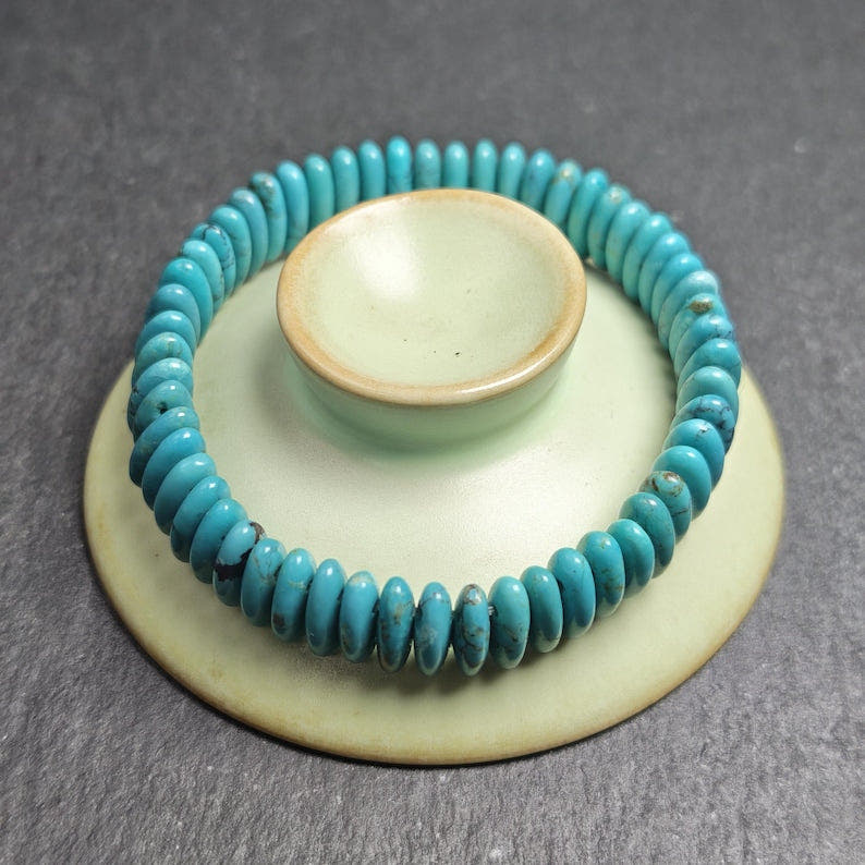 Turquoise Bracelet - Old Tibetan Wrist Mala - Tibetan Buddhist mala beads, close-up detail
