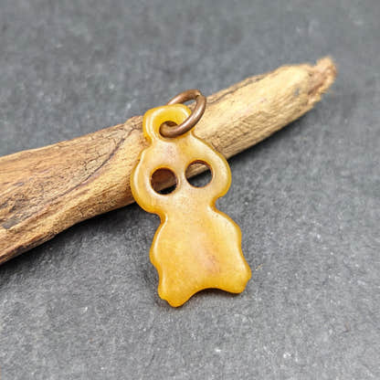 Skull Pendant - Yak Bone Carved Tibetan Amulet - 30 - Tibetan Buddhist amulet, detailed view