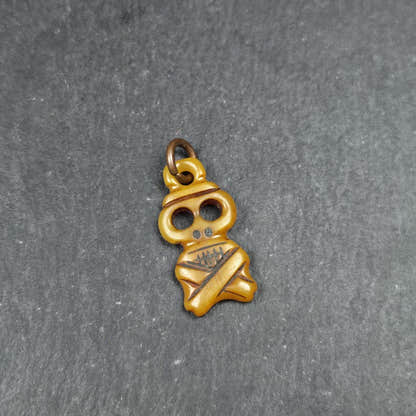 Skull Pendant - Yak Bone Carved Tibetan Amulet - 30 - Tibetan Buddhist amulet, close-up detail