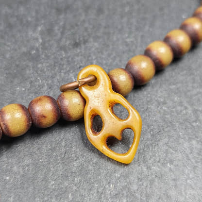 Ghost Skull Pendant - Yak Bone Carved Tibetan Amulet - 30 - Tibetan Buddhist amulet, close-up detail