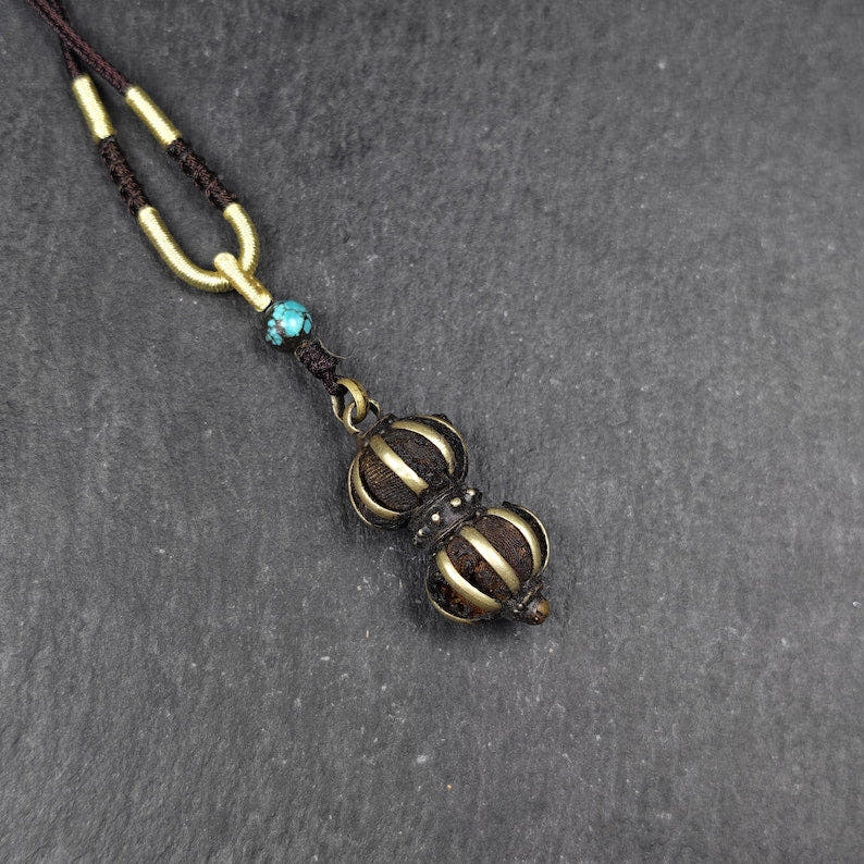 Vajra Amulet Tibetan Protective Charm with Consecration Filled 35*15mm - Tibetan Buddhist amulet, front view