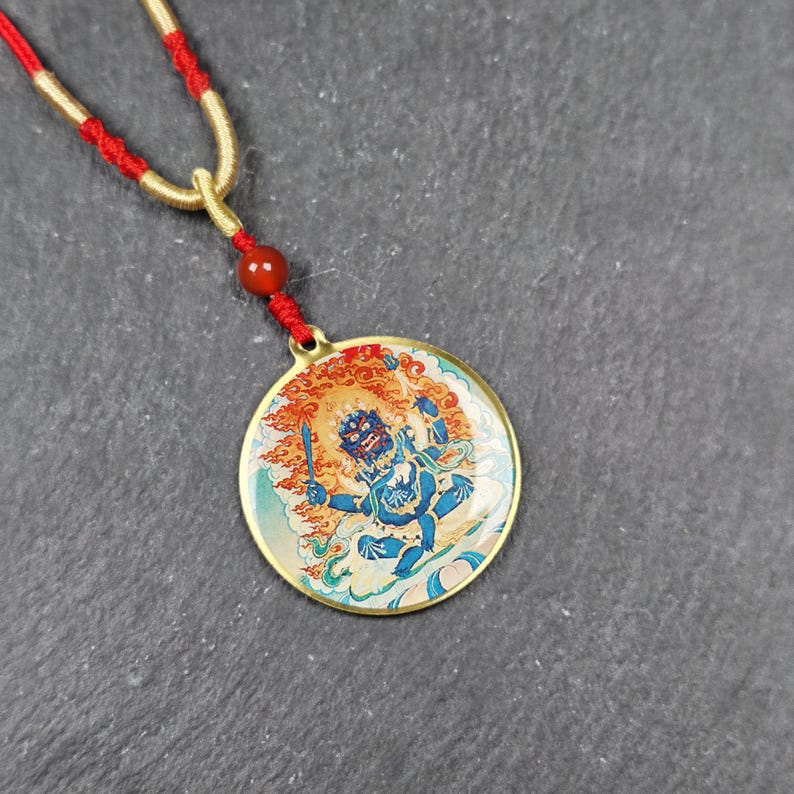 Chakrasamvara + Mahakala Amulet Double Sided 34mm - Tibetan Buddhist amulet, view 9