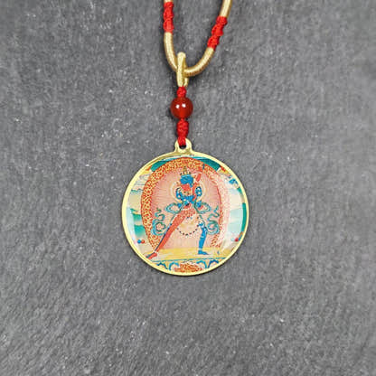 Chakrasamvara + Mahakala Amulet Double Sided 34mm - Tibetan Buddhist amulet, front view